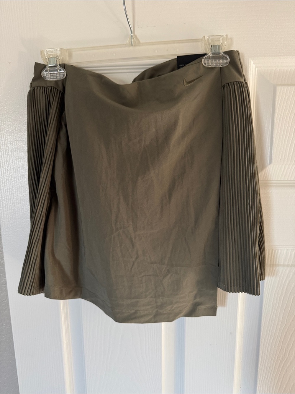 Nike Olive Green Midi Skirt with Pleated Side Panels